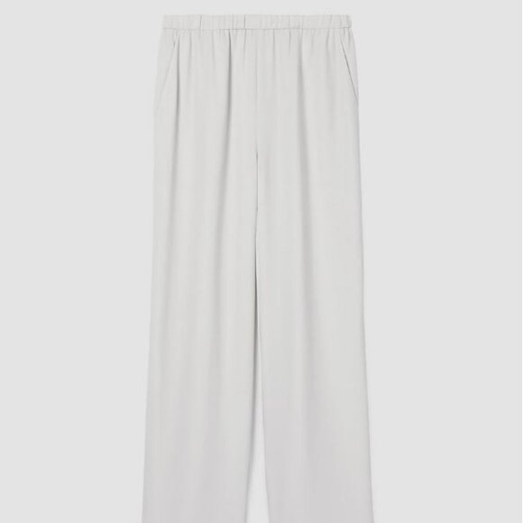 *NWT* EILEEN FISHER SILK GEORGETTE STRAIGHT PANT_BONE_L_$248 - Picture 4 of 5